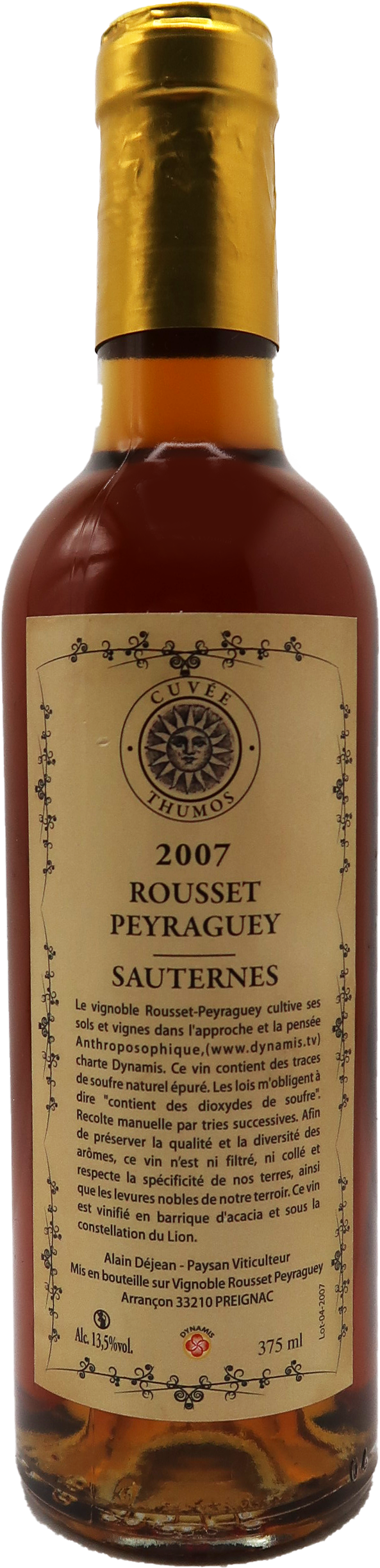 Cuvée Thumos 2007 - Vignobles ROusset Peyraguey